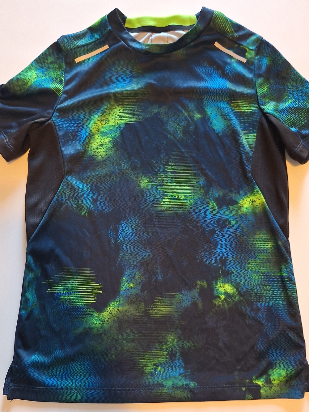 Athletic Works Blue and Neon Green Short Sleeve Performance Tee